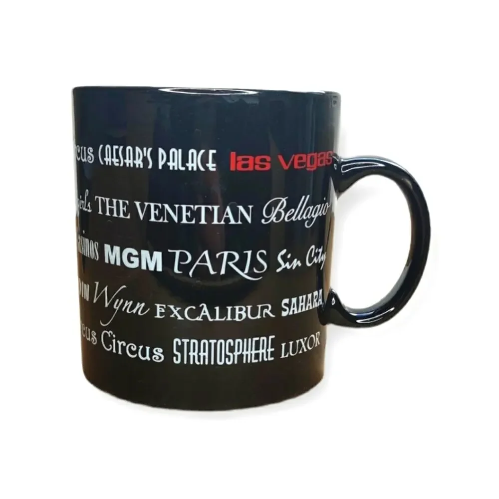 Las Vegas Sin City Casino Novelty Souvenir Black Ceramic Coffee Tea Mug